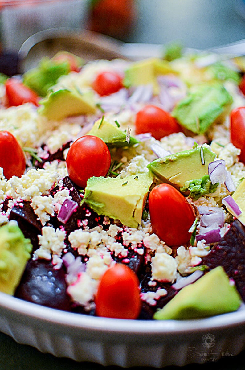 Beet Avocado and Feta Cheese Salad