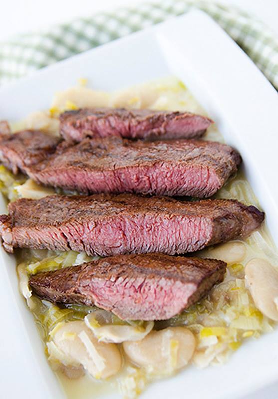 Grilled Fillet Steak with the Creamiest White Beans and Leeks