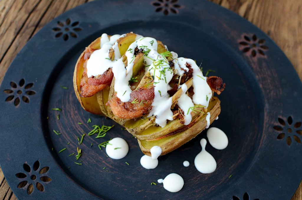 Smokey Bacon HASSELBACK POTATOES with Cream Sauce