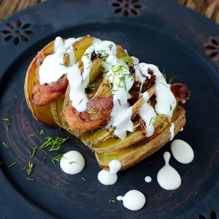 Smoky Bacon HASSELBACK POTATOES with Cream Sauce