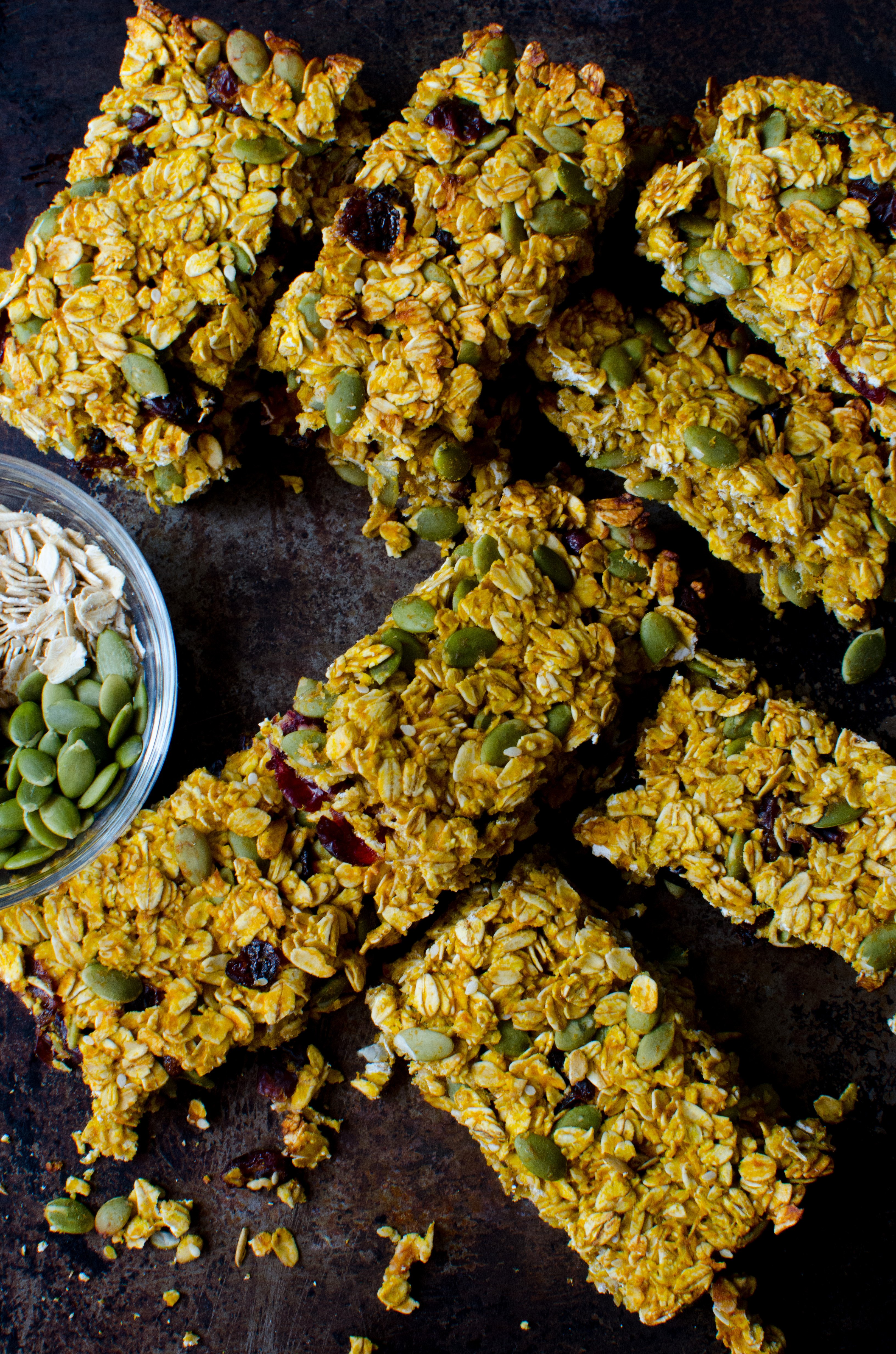 The pumpkin spice bars photographed from above. 