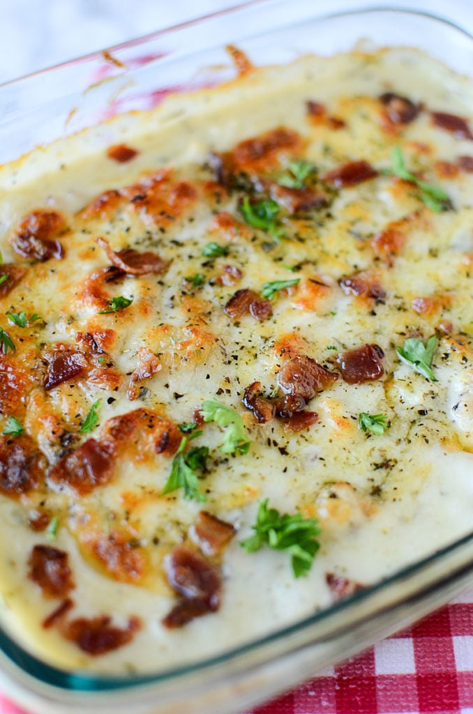 Super cheesy bacon and chicken gnocchi casserole is the definition of comfort food!