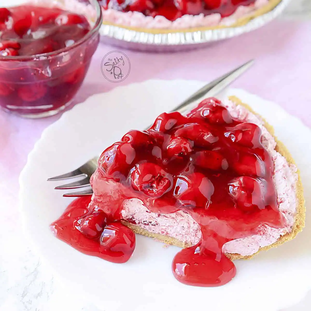 fluffy cherry pie square image.