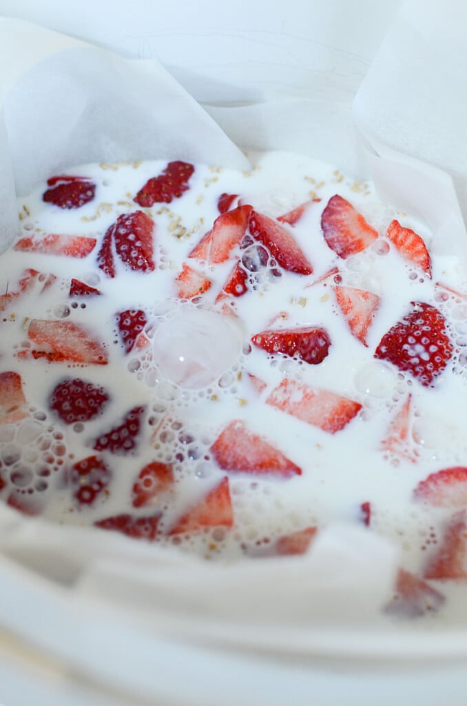 Healthy and comforting Crock Pot Strawberry Steel Cut Oats