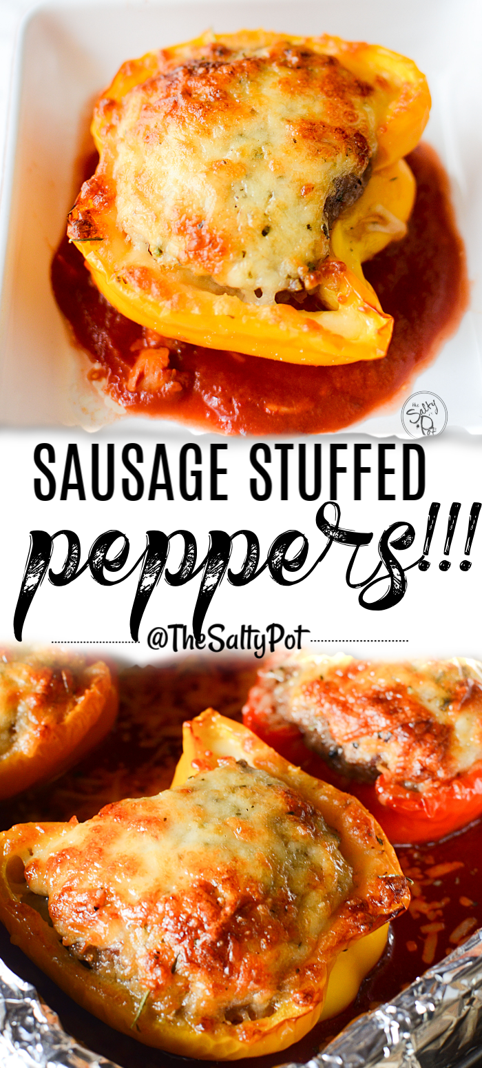 Sausage stuffed sweet peppers with Parmesan cheese