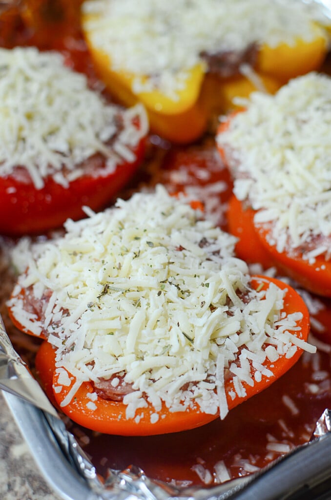 This red sweet pepper stuffed with sausage makes it a super yummy keto meal! Ready to go in the Oven!