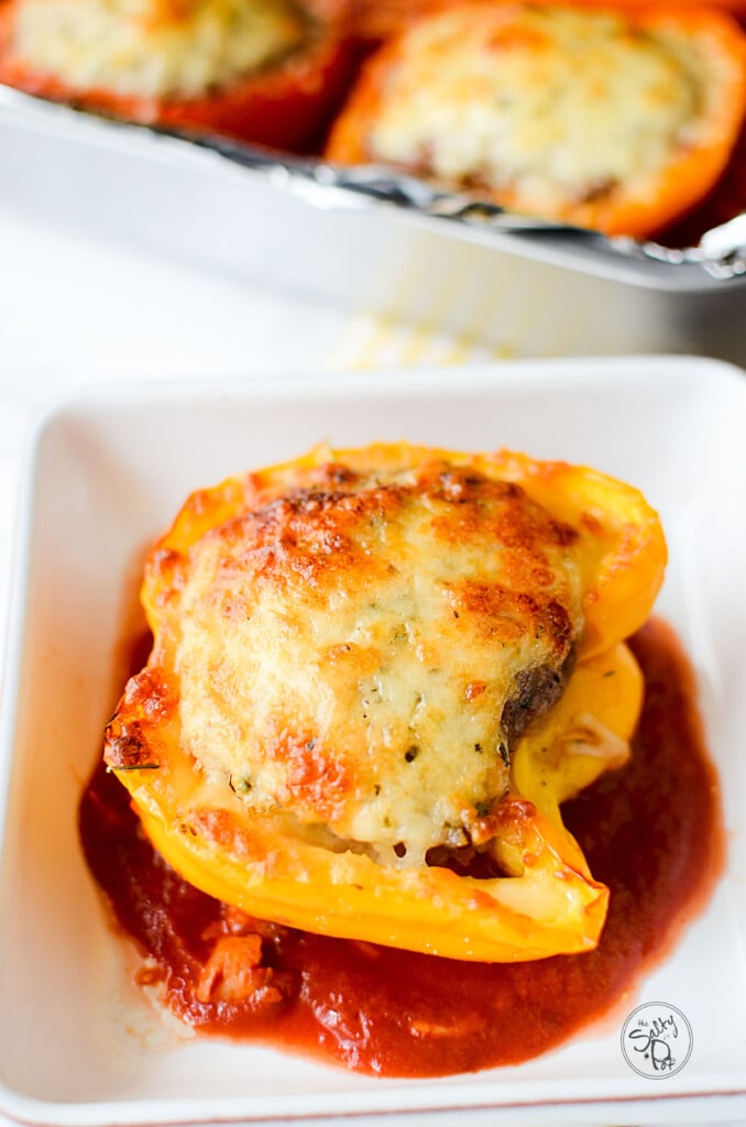 This yellow sweet pepper stuffed with sausage makes it a super yummy keto meal!