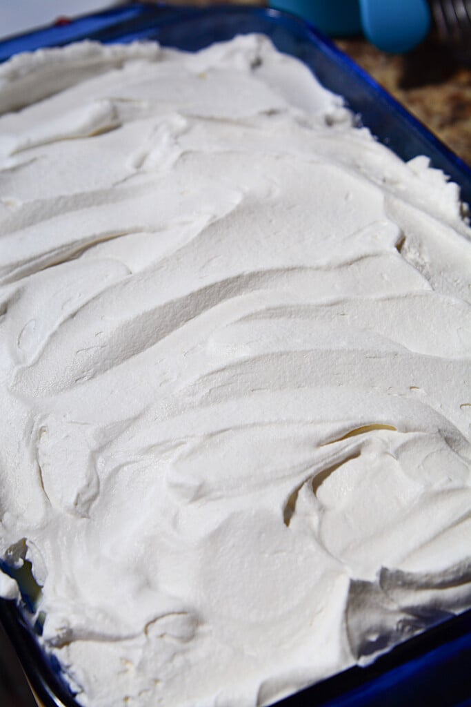 sweet and yummy strawberry angel food cake with whipped cream and vanilla pudding