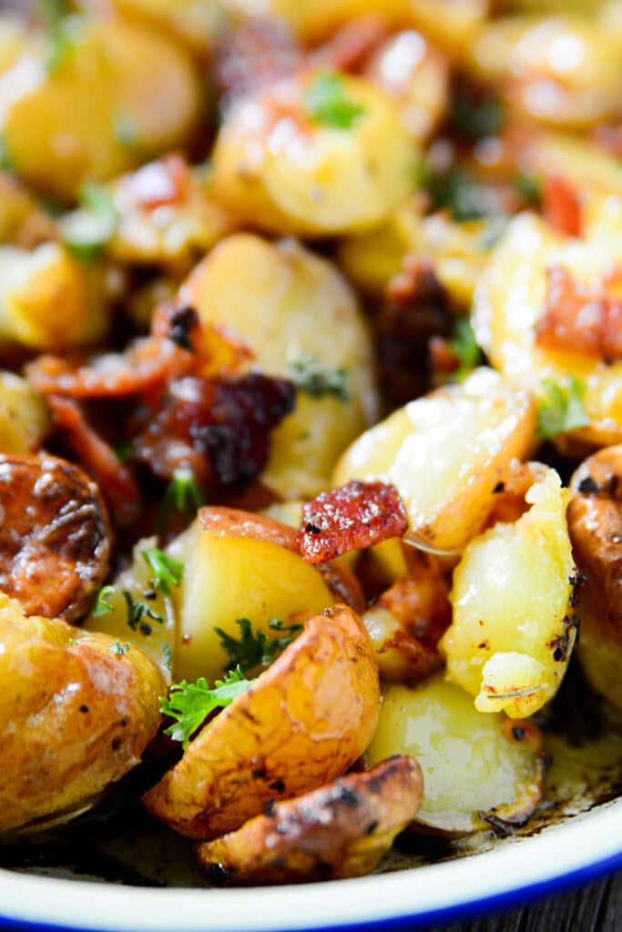 Crispy, buttery, smoky, salty, herb-y - this roasted potato dish with bacon and rosemary is a show stopper