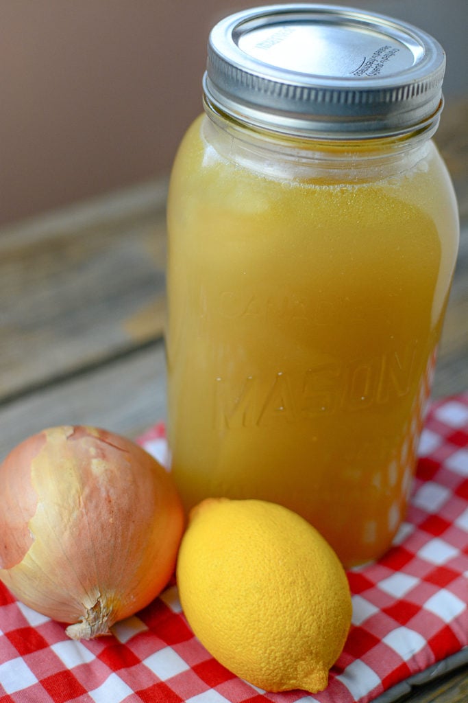 Chicken bone broth made from scratch at home!