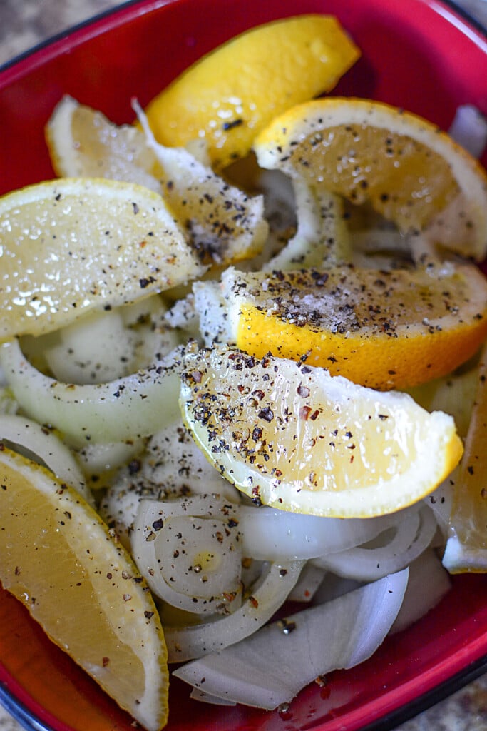 Ina Garten's Engagement Chicken - Recipe Review - Check out the results!! A bowlful of garlic, lemon and seasonings, oh my! 6