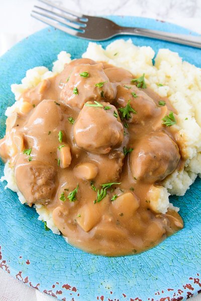 cream of mushroom meatballs is the ultimate in comfort food. So easily done in the slow cooker.