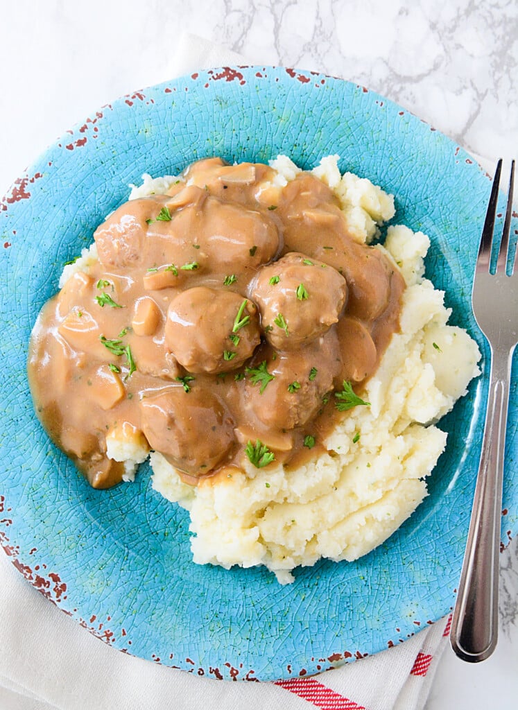 cream of mushroom meatballs is the ultimate in comfort food. So easily done in the slow cooker.