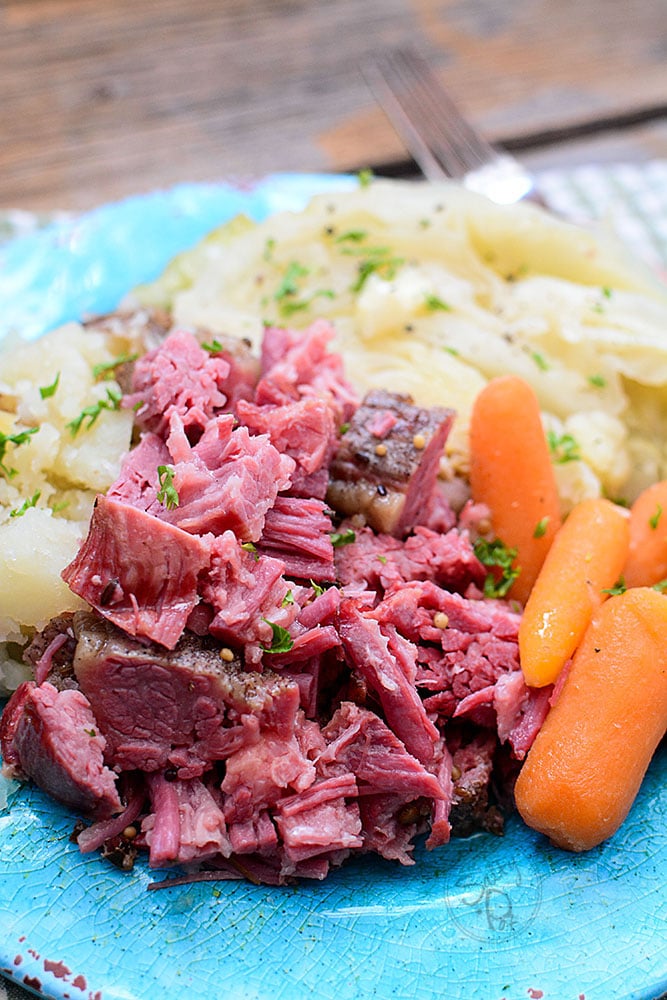 Instant Pot Shredded Corned Beef and Cabbage is a super easy way to cook a beef brisket that is typically really tough. A bonus is that you can also cook it in the slow cooker! It's a great and tasty meal that's ideal for St. Patrick's day or any holiday recipe!