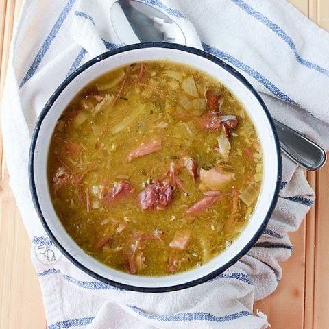 Slow Cooker Smoked Pork Hock Soup with Peas