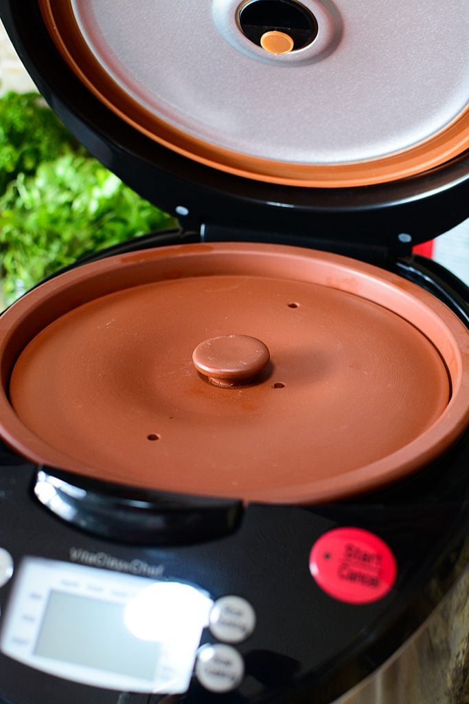 The VitaClay Chef Cooker. Better than a slow cooker because of the natural clay, unglazed insert. It creates cooked dishes with excellent flavor and texture!