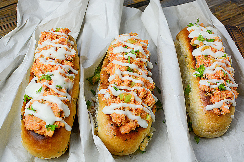 yummy and zippy buffalo chicken boats The Salty Pot