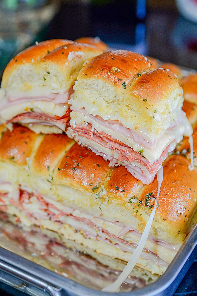 Two Italian sliders freshly out of the oven.