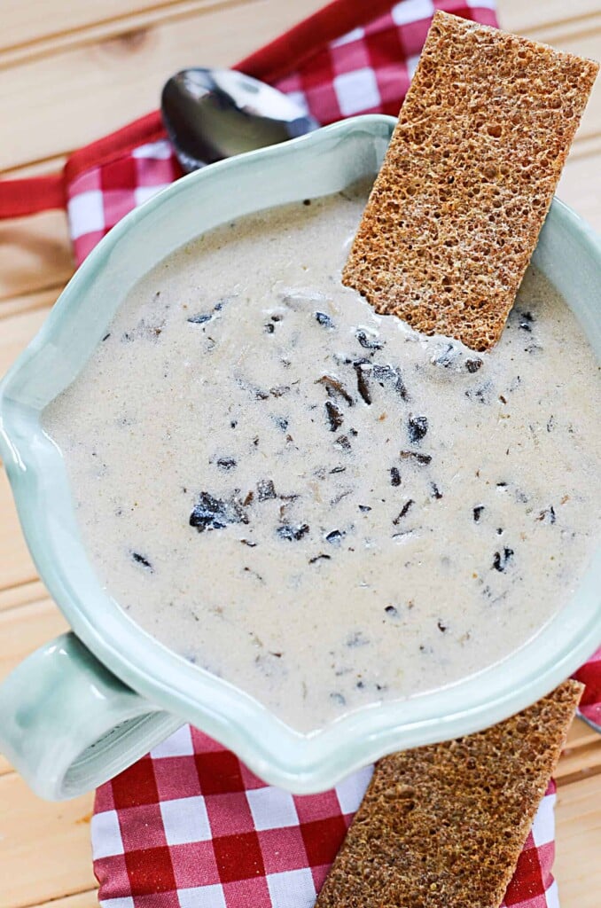 This incredible slow cooker creamy mushroom soup is just as tasty and comforting as store bought cream of mushroom soup but the difference is that you can pronounce all the ingredients and it really IS wholesome. 