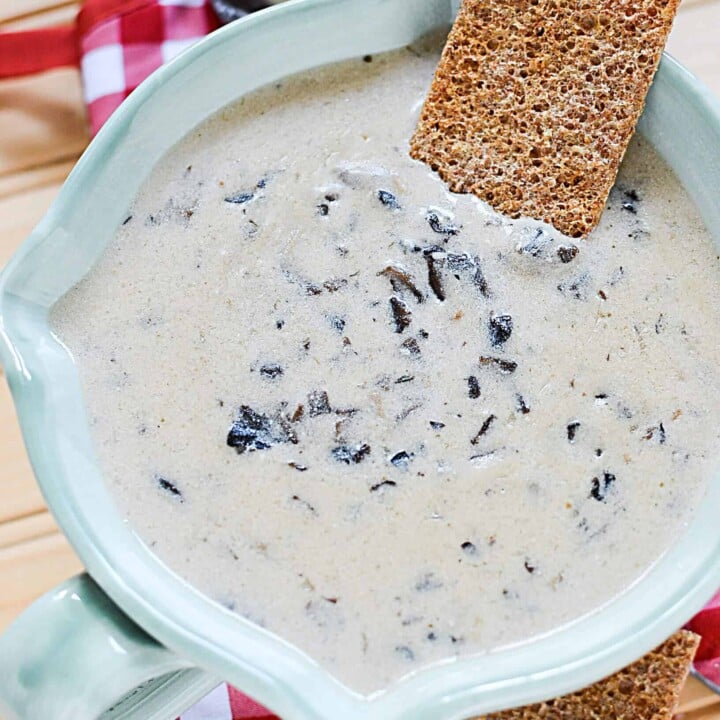 This incredible slow cooker creamy mushroom soup is just as tasty and comforting as store bought cream of mushroom soup but the difference is that you can pronounce all the ingredients and it really IS wholesome.