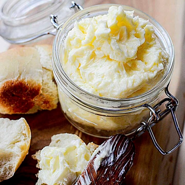 Featured Image. Homemade Butter in a glass jar.