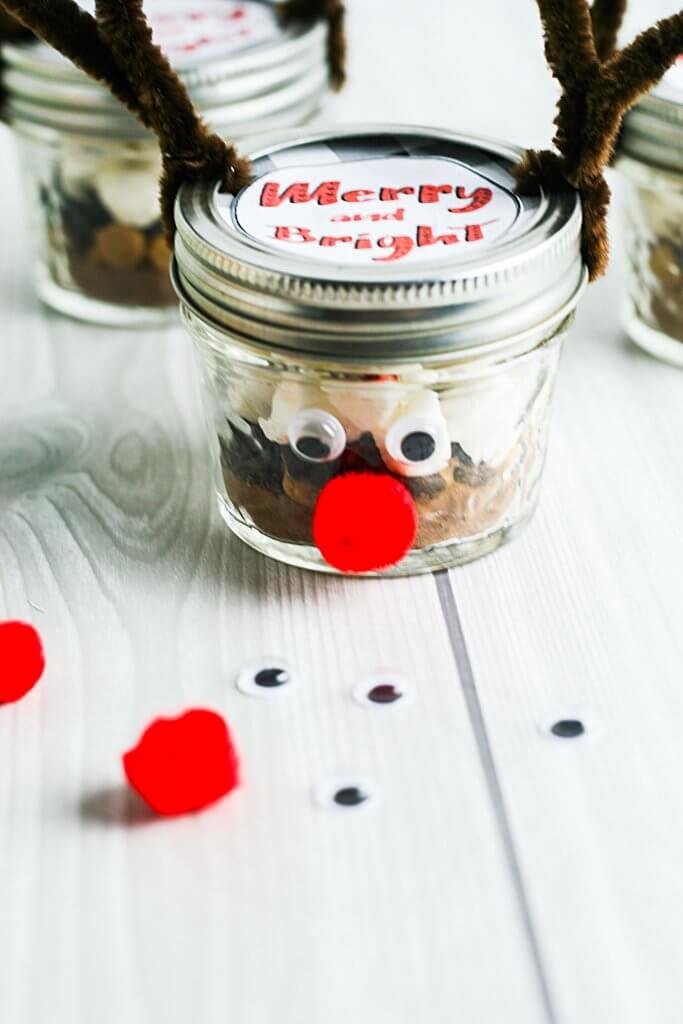 How adorable is this special DIY reindeer hot chocolate gift idea? Christmas food gifts like these are perfect for stocking stuffer ideas and other last minute DIY gift ideas. And that perfect little rudolf nose gets everyone in the christmas spirit!