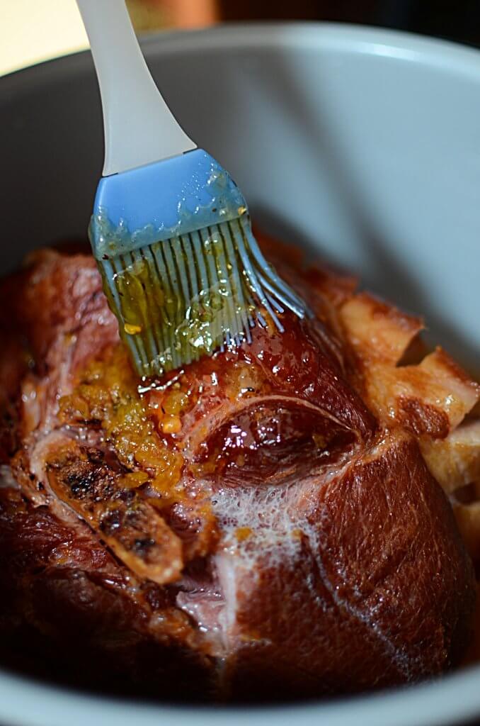 Ninja Foodi Roasted Ham with Peach Glaze The Salty Pot