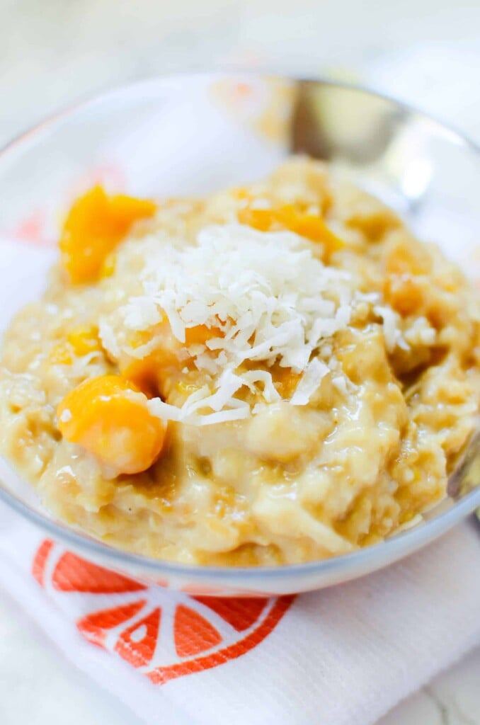 Coconut Peach Slow Cooker Steel Cut Oats