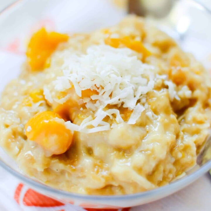 Coconut Peach Slow Cooker Steel Cut Oats 