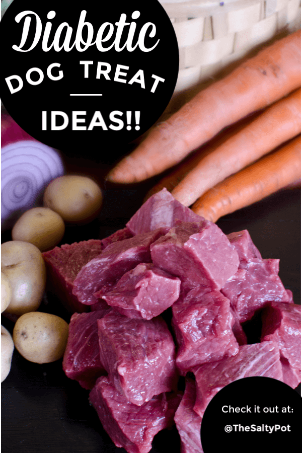 A photo with meat, carrots and other healthy things for making treats for diabetic dogs.