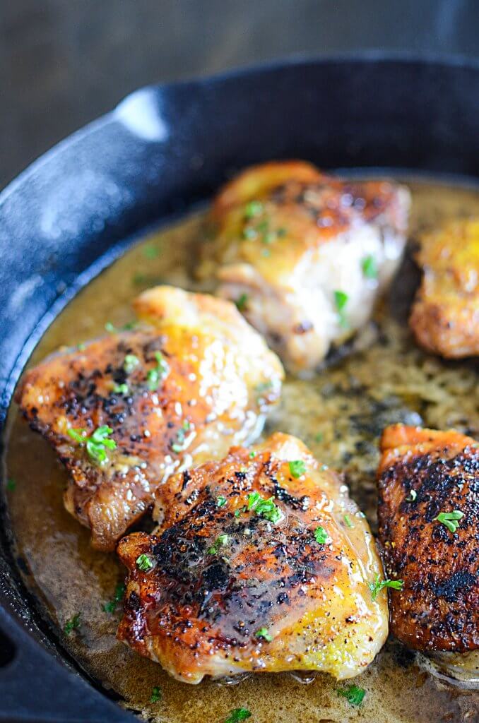 Crispy Chicken Thighs with Lemon Butter Sauce