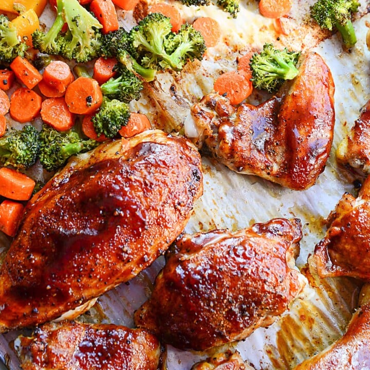 BBQ Sheet Pan Chicken with Veggies 