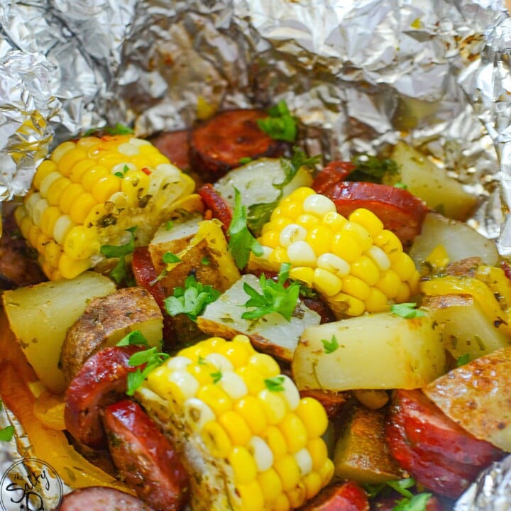 Delicious Sausage Foil Packets With Corn - ready to eat foil pack