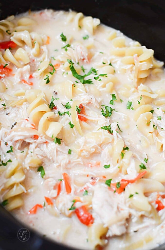 This savory chicken alfredo soup is an absolute comfort food, it's filling and delicious. It's super easy to make in your Crock Pot! 