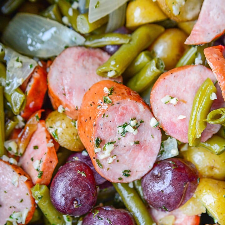 SLOW COOKER SAUSAGE GREEN BEAN AND POTATO CASSEROLE