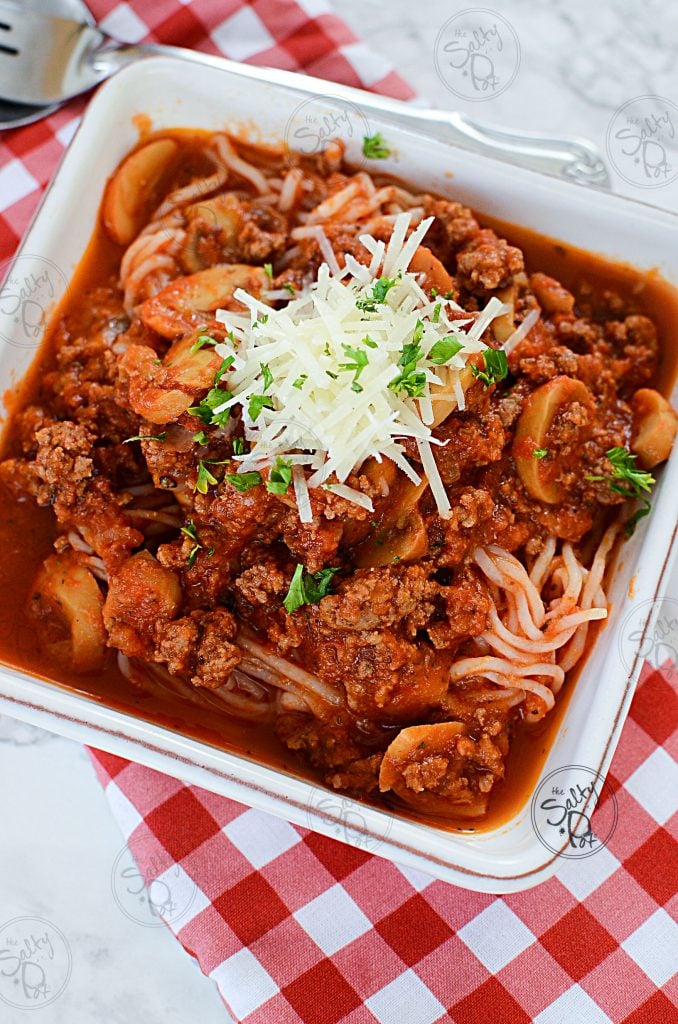 INSTANT POT LOW CARB SPAGHETTI - Close up of spaghetti