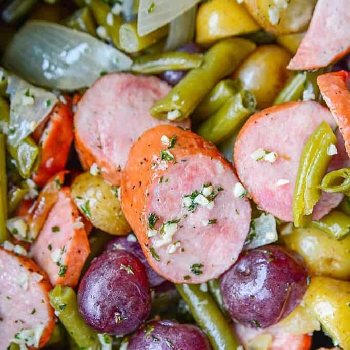 Slow Cooker Sausage Casserole With Green Beans And Potatoes