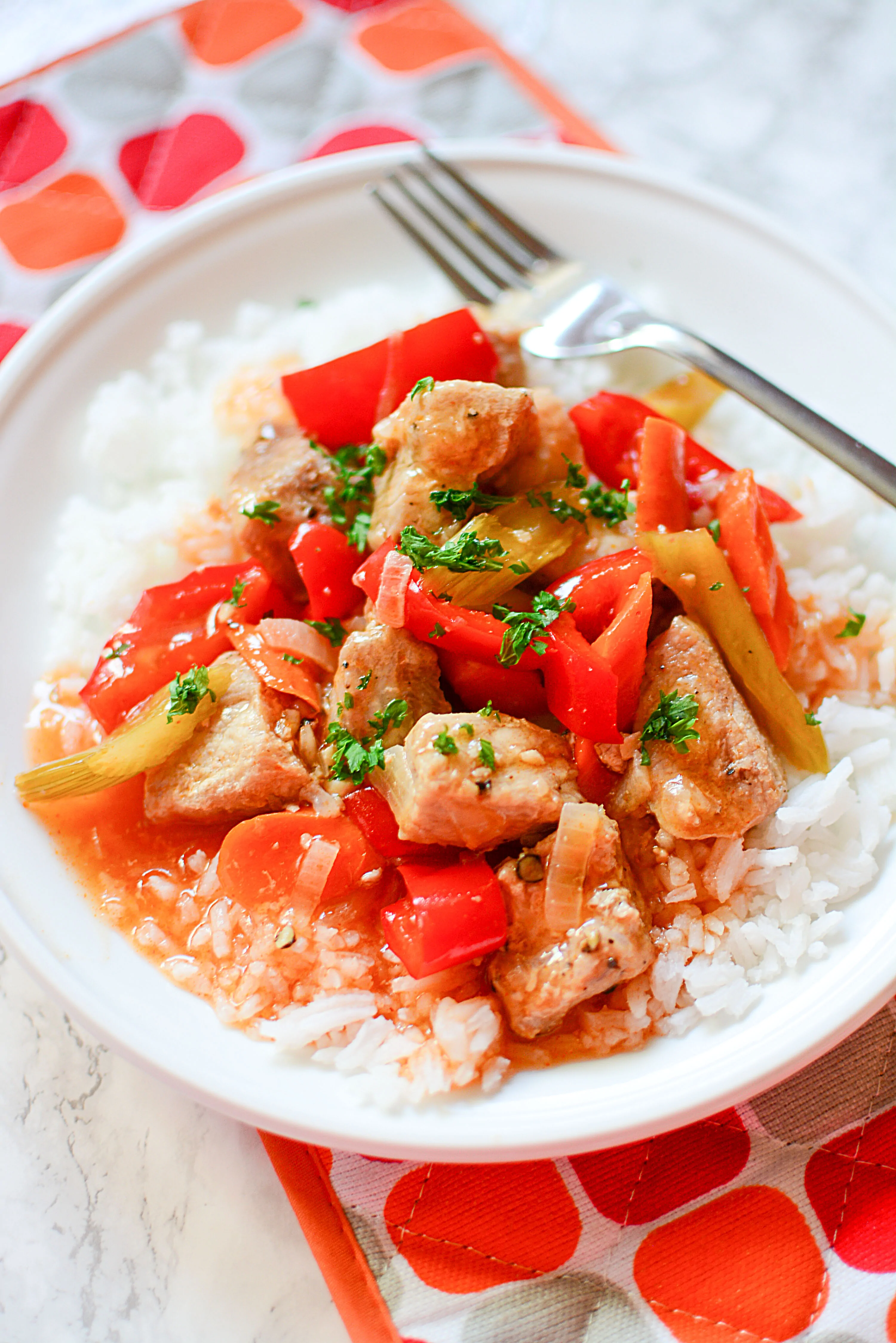 honey sriracha pork on plate