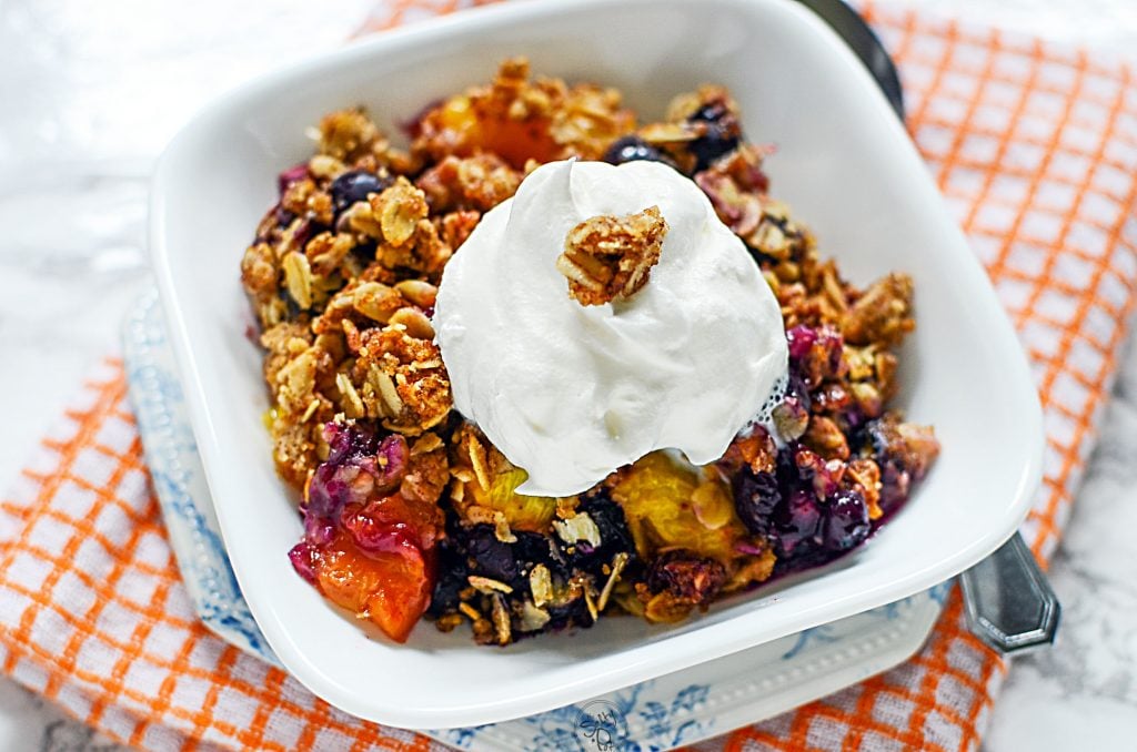 Bowl with blueberry crisp