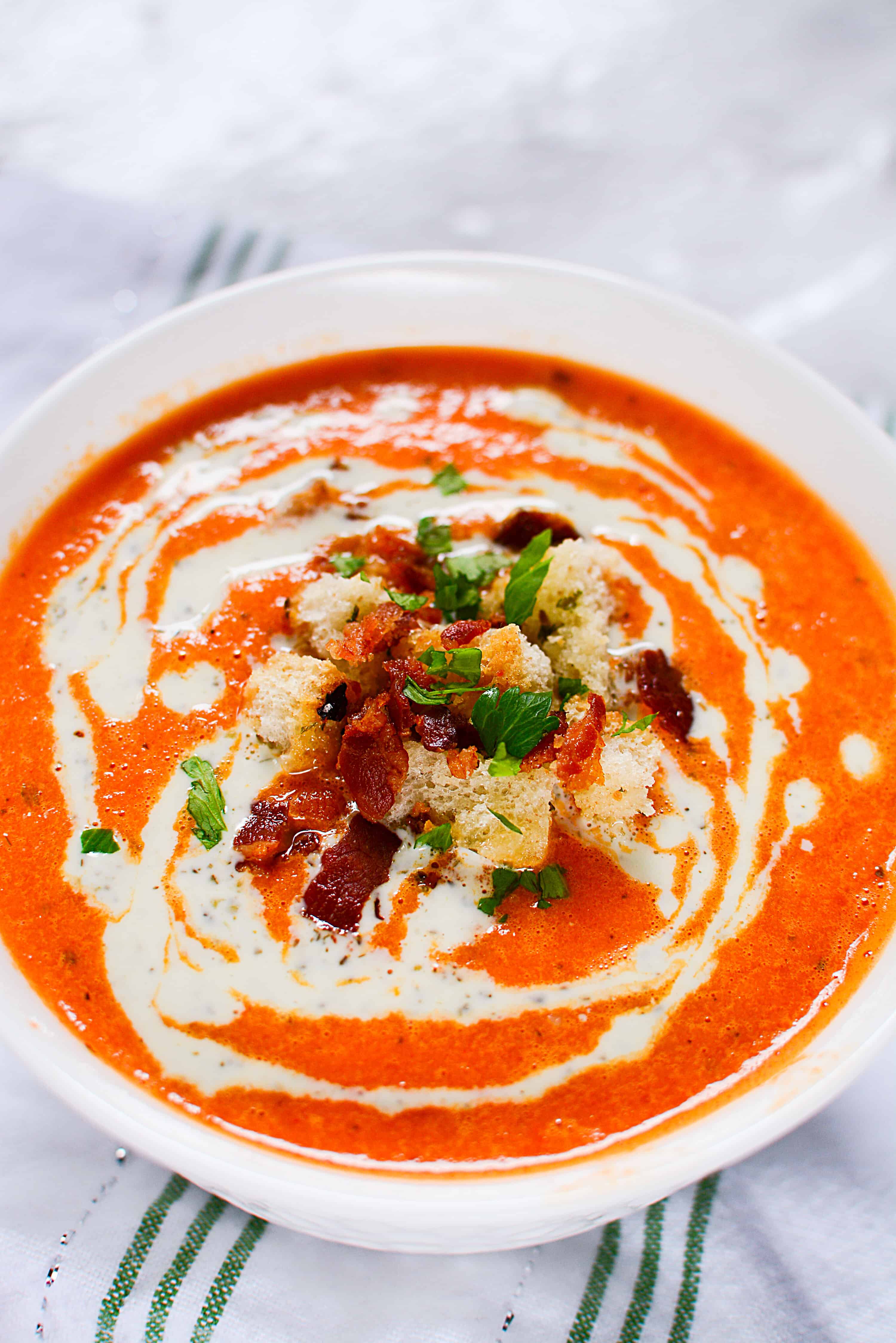 Creamy Blender Tomato and Basil Soup