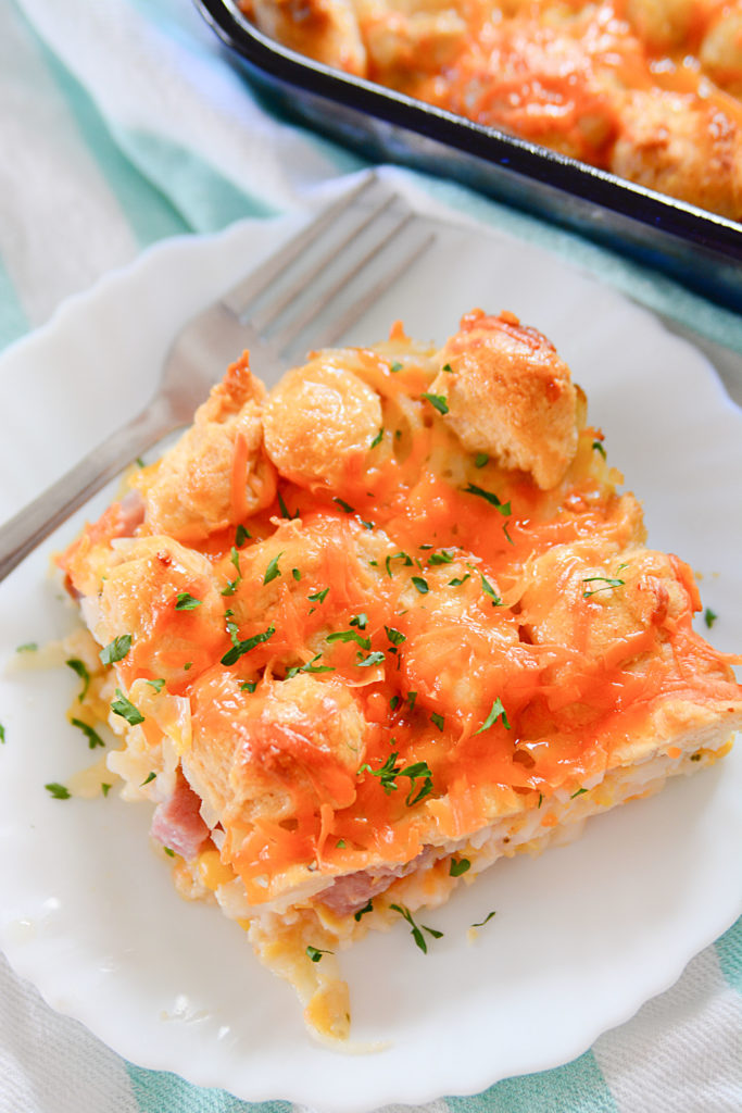 This ham and hashbrown casserole is perfect for using up leftover ham!