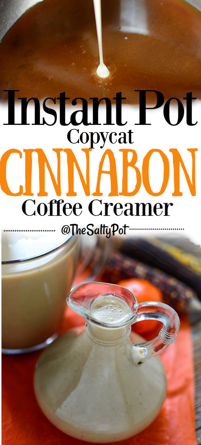 Instant Pot copycat Cinnabon coffee creamer pinterest pin. 