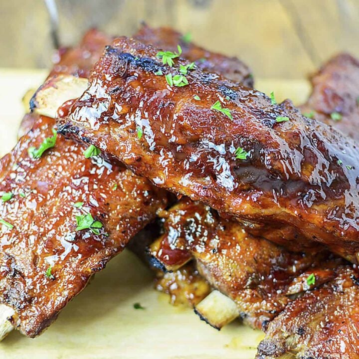 Oven roasted low and slow ribs square image.