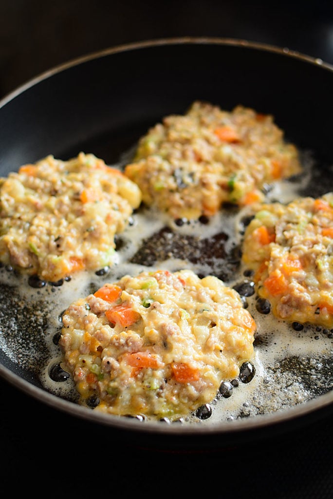 Potato Patties in a frying pan