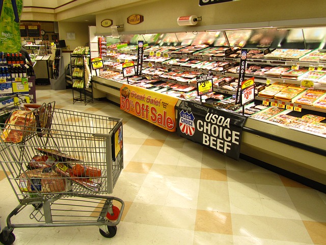 An inside look at a meat department in a grocery store.