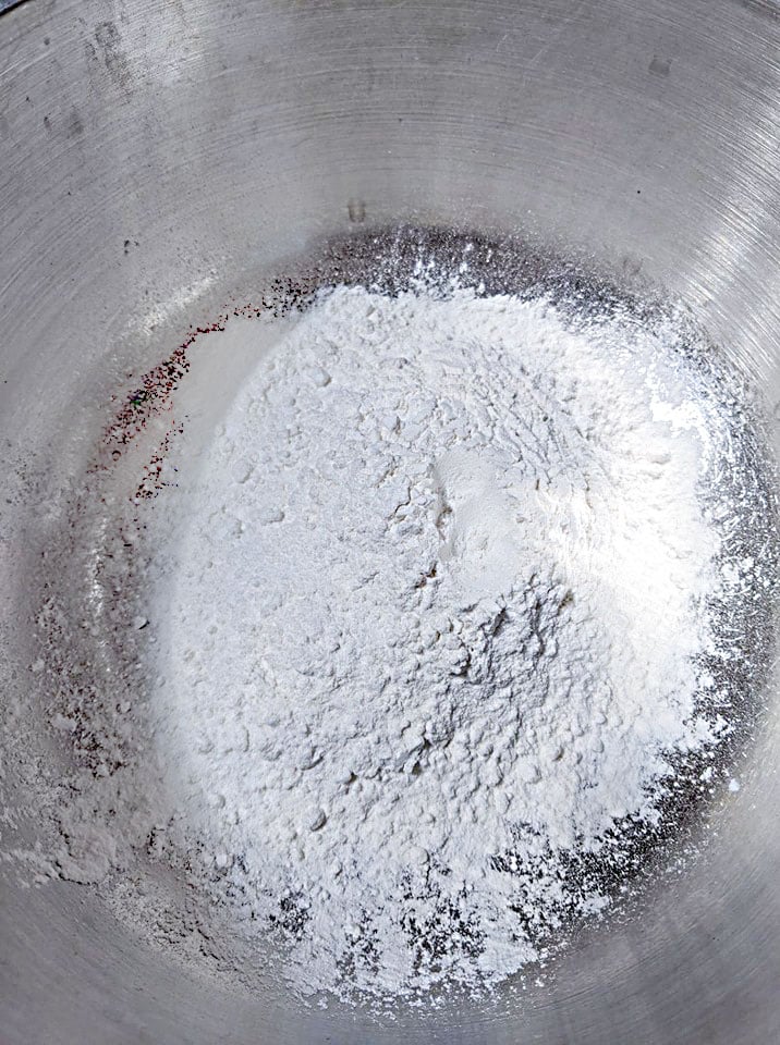 Flour in a silver bowl