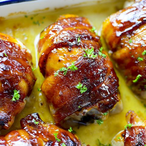 Bacon Wrapped Chicken Thighs | The Salty Pot