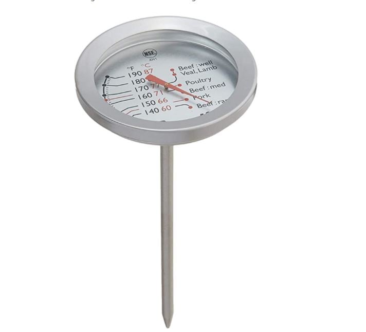 A dial temperature gauge.