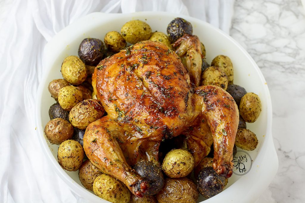 Ninja Foodi Air Fryer Cornish Hens w/potatoes The Salty Pot