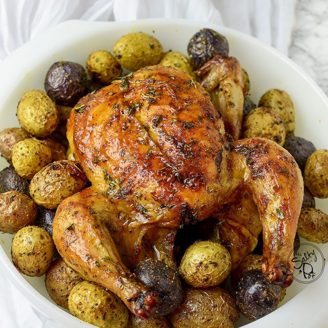 Ninja Foodi Air Fryer Cornish Hens w/potatoes The Salty Pot